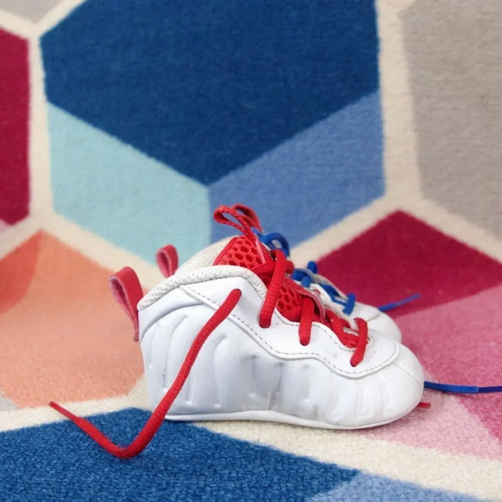 Nike Little Posite One Moon Man‎ White Blue Red Shoes DJ4022-001 Kids Size 3C US